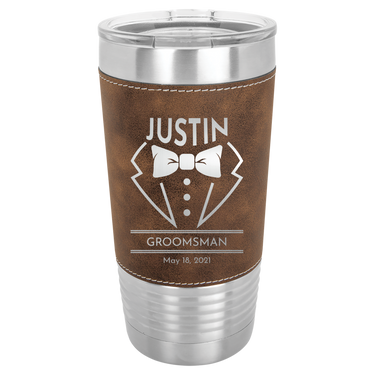 Personalized 20oz Leatherette Groomsmen Tumbler Gift